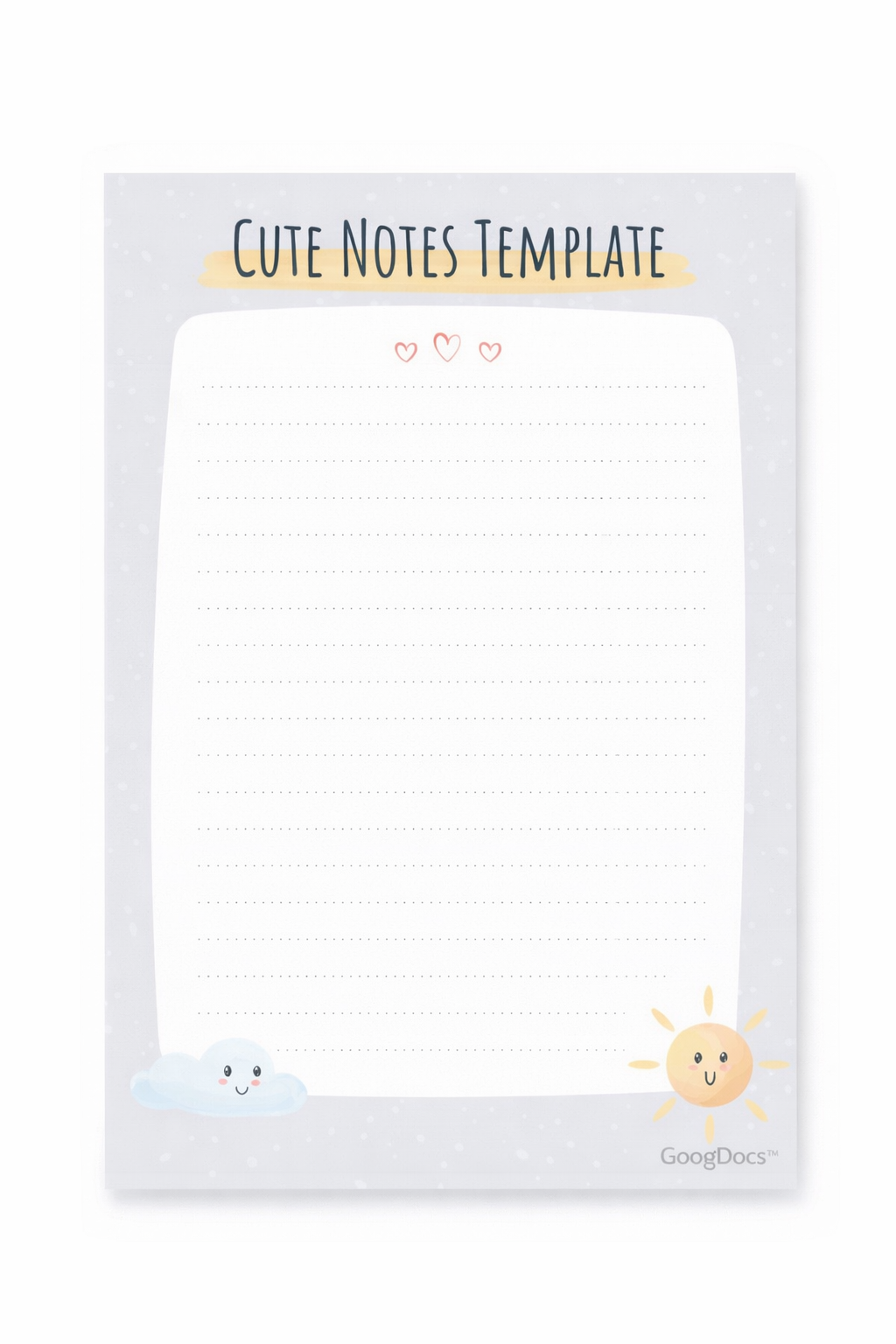 Cute Notes - Free Lined Papers Template for Google Slides
