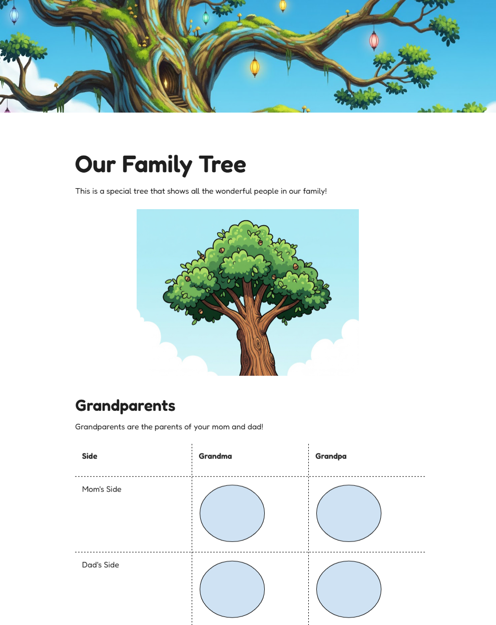 Our Family Tree - Free Family Trees Template for Google Docs