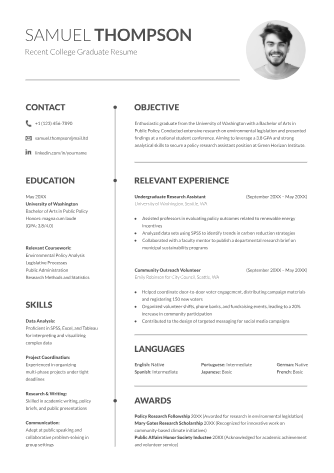 Recent Graduate Resume - Free Resumes Template for Google Docs