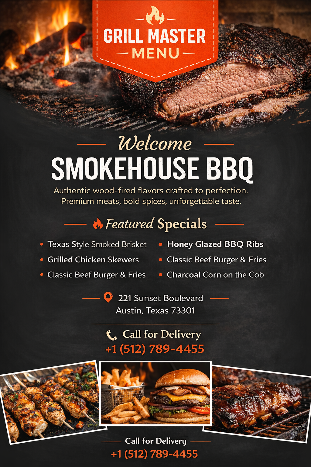Barbecue Grill Menu - Free Menus Template for Google Slides