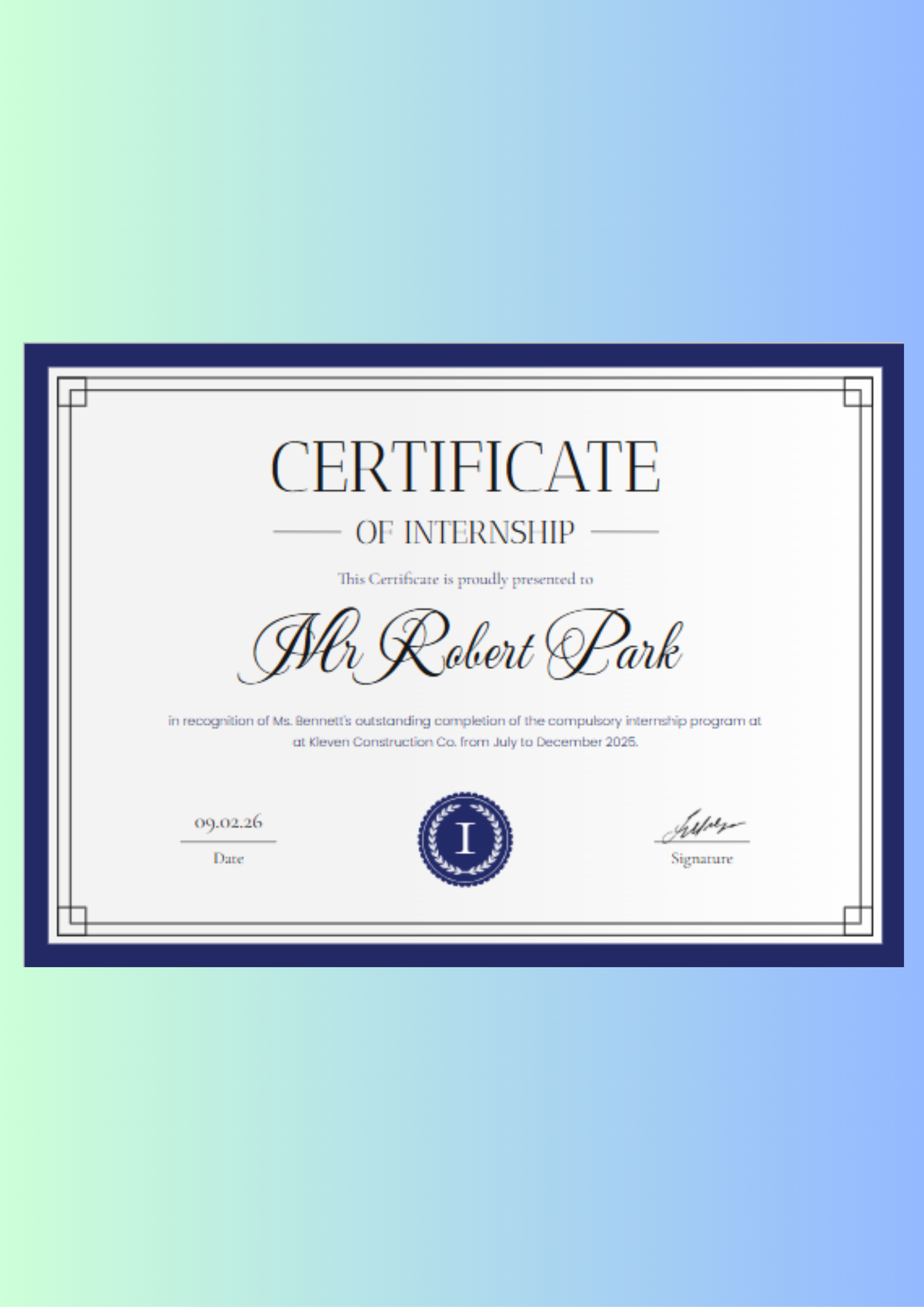 Internship Certificate - Free Certificates Template for Google Slides